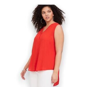 Torrid Womens Tank Top Sz 1 1X 14 16 Harper Blood Orange Swiss Dot Tunic Crinkle